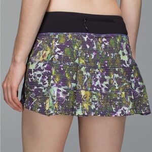 Lululemon Running Skort Sport White Multicolor Tie Dye Black Skirt Shorts